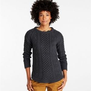 100% cotton L.L. Bean Signature Fisherman Sweater knit with YKK brass side zips